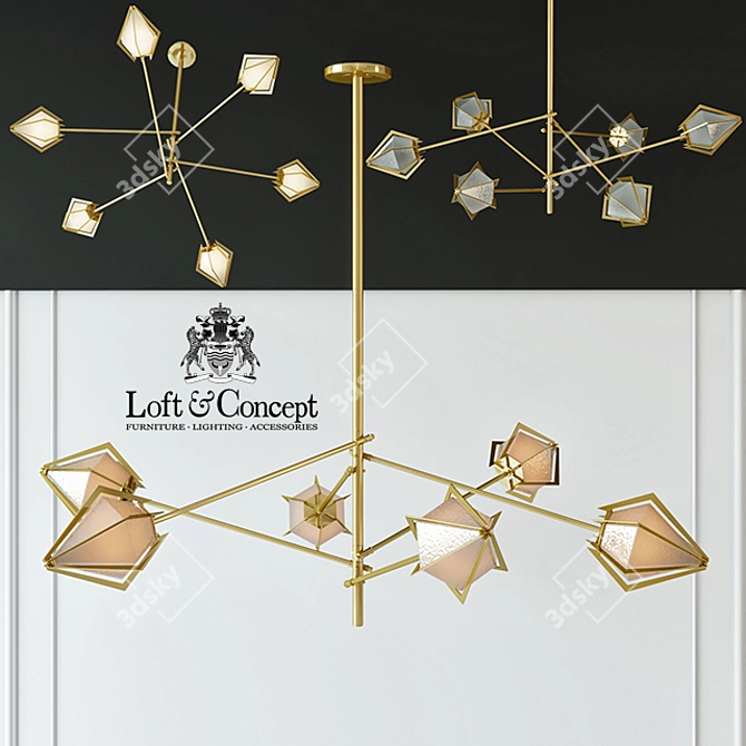 Modern Brass Spoke Chandelier 3D model image 1