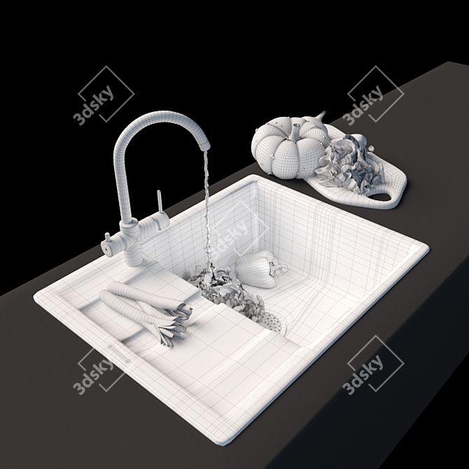 Sleek Anthracite Kitchen Set 3D model image 3