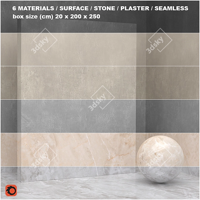 Title: 6 Seamless Materials - Stone & Plaster Set 3D model image 1