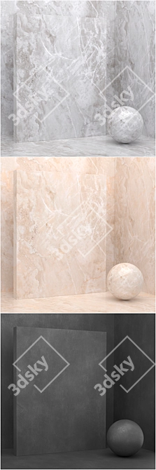 Title: 6 Seamless Materials - Stone & Plaster Set 3D model image 2