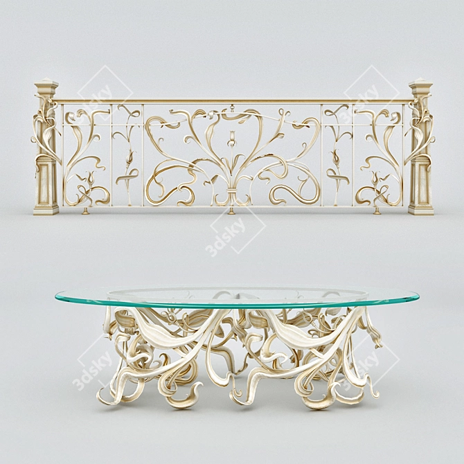 Forged Handrail for Table - Elegant and Sturdy 3D model image 1