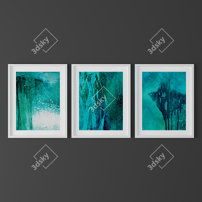 Vibrant Set of Abstract Paintings 3D model image 1