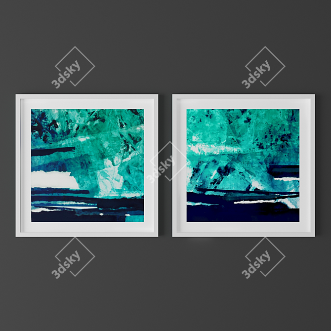 Vibrant Set of Abstract Paintings 3D model image 2