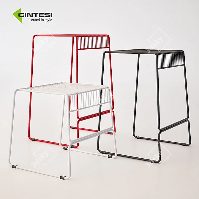 Wireframe Wonder: Cintesi Phoenix Bar Stool 3D model image 1