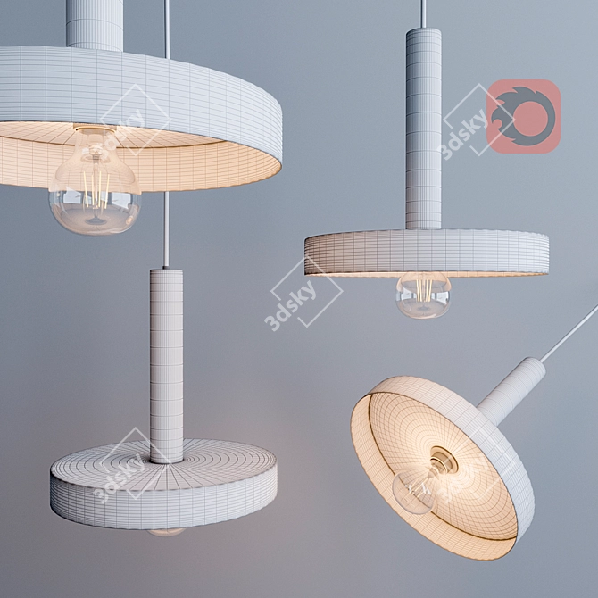 Elegant Satin Gold Pendant Lamp 3D model image 2