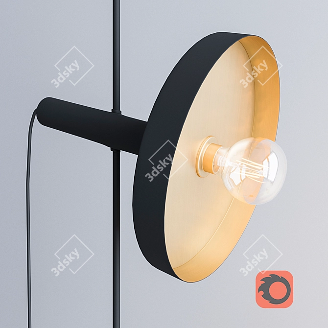 Elegant Black and Gold Lamp 3D model image 2