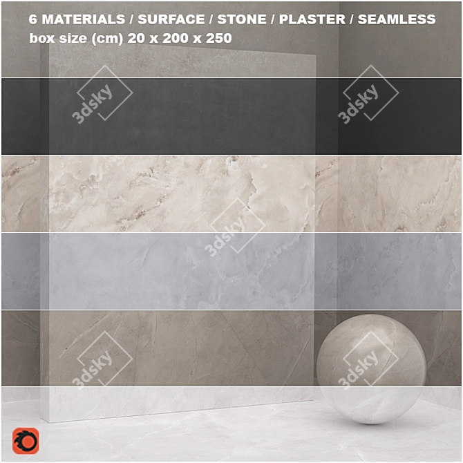 6 Seamless Materials - Stone, Plaster - Set 24 3D model image 1