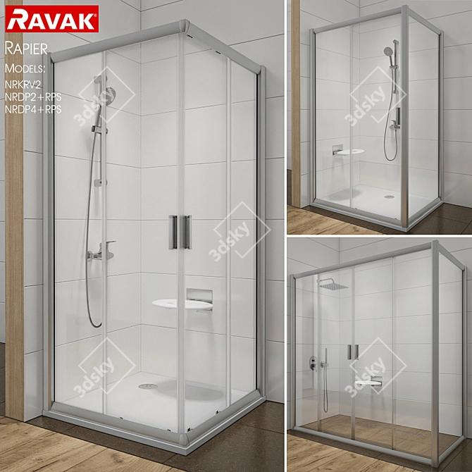 Ravak Rapier Corner Shower Enclosures: Sleek & Stylish Design 3D model image 1