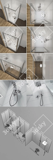 Ravak Rapier Corner Shower Enclosures: Sleek & Stylish Design 3D model image 3