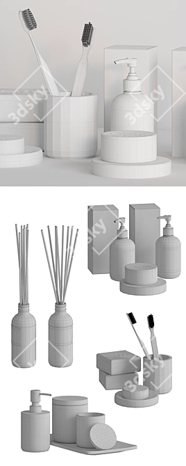 Modern Bathroom Accessories Set 3D model image 3