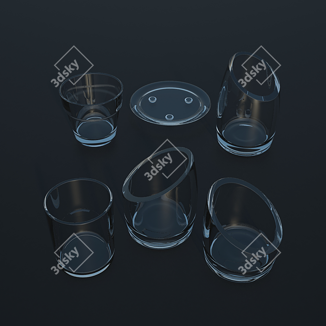 Elegant Glass Candle Holders 3D model image 2