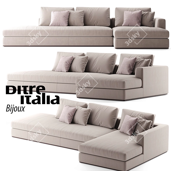 Elegant Bijoux Modern Corner Sofa 3D model image 1