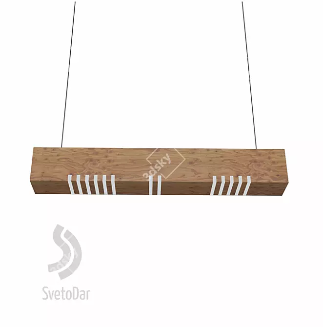 Sleek Wooden Log Pendant Light 3D model image 1