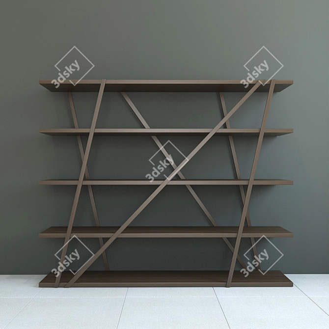 Minimalist Bookshelf TRES in Oak 3D model image 1