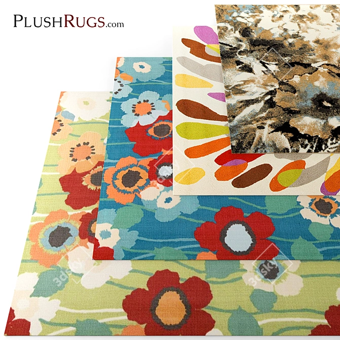 Luxurious Floral Print Carpet 3D model image 1