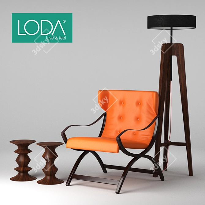 Loda Shelford Berjer Armchair: Modern Elegance for Your Space 3D model image 1