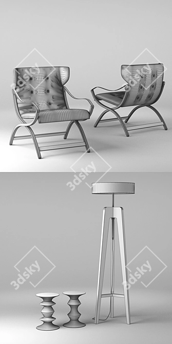 Loda Shelford Berjer Armchair: Modern Elegance for Your Space 3D model image 3