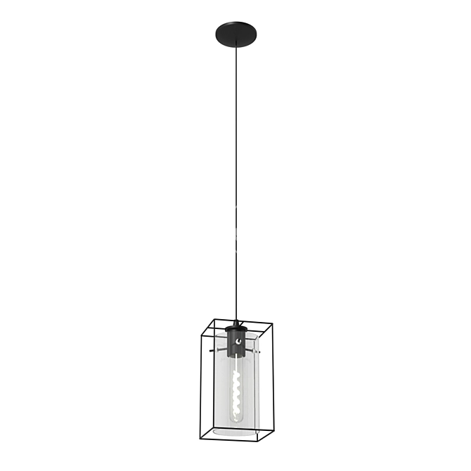 Sleek Steel Suspension - Black/Smoky Glass 3D model image 1