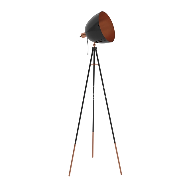 Sleek Steel Black Floor Lamp 3D model image 1