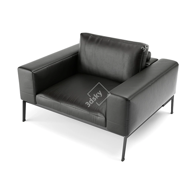 Elegant Steel Armchair: Unmatched Stylish Comfort 3D model image 2