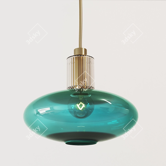 Turquoise Glass Pendant Light 3D model image 1