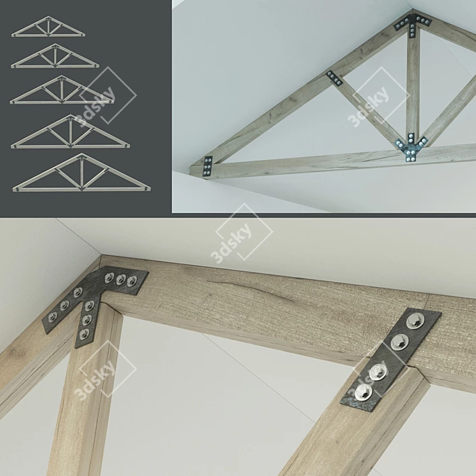 Wooden Trusses Set | 6m-14m Spans 3D model image 1