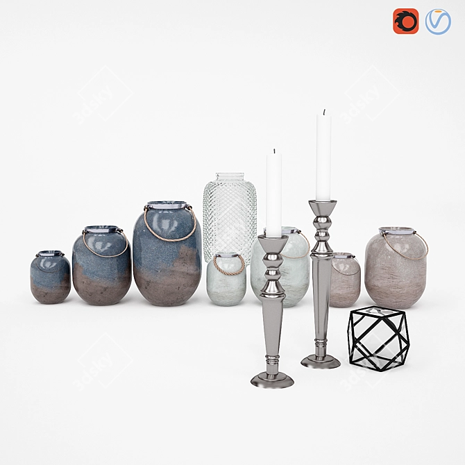 Scandinavian Lanterns Set 3D model image 1