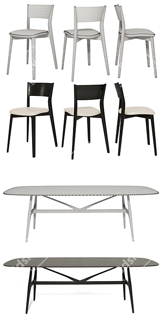 Modern Dining Set: Gaudi Table & Bertha Chairs 3D model image 3