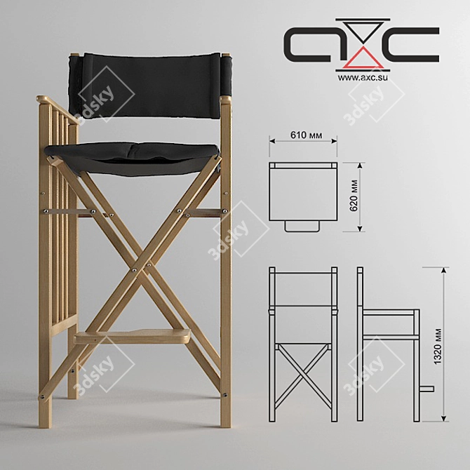 Modern Wooden High Chair 3D model image 2