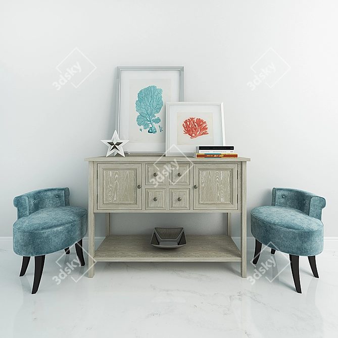 Elegant Buffet Set for Stylish Decor 3D model image 1