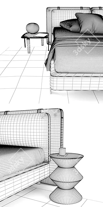 Luxurious Minotti Tatlin "Soft" Bed 3D model image 3