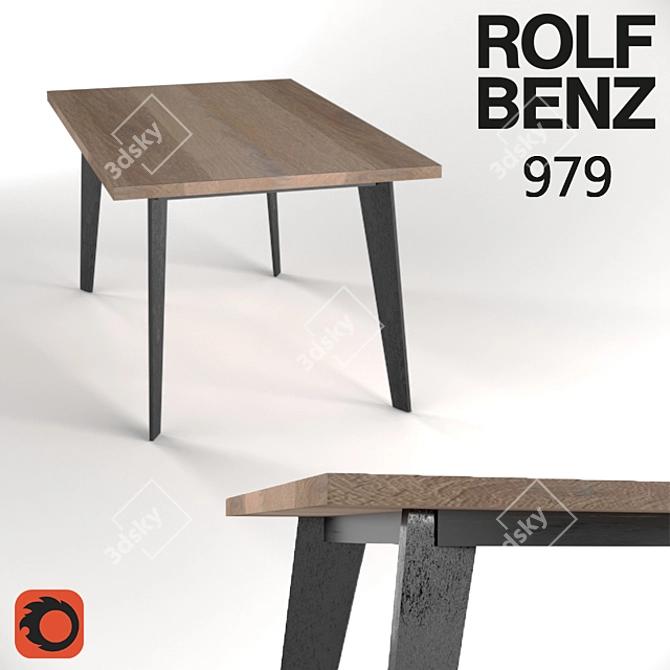 Rustic Oak Dining Table 3D model image 1