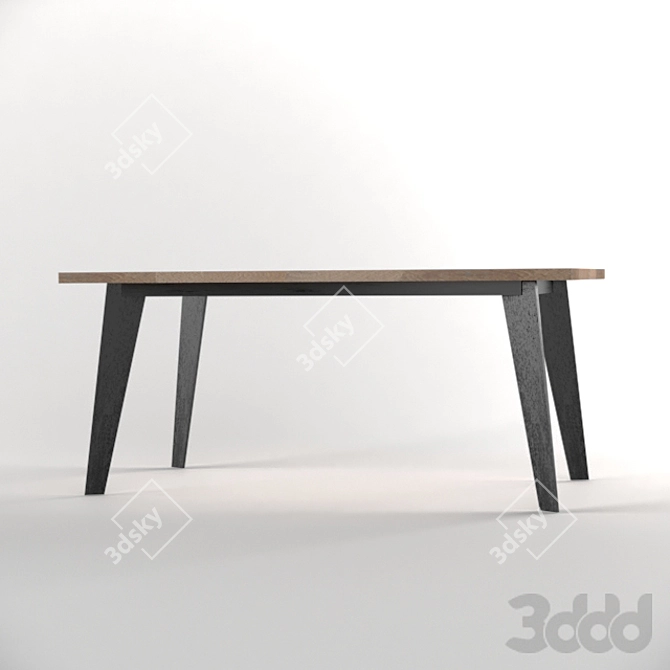 Rustic Oak Dining Table 3D model image 2