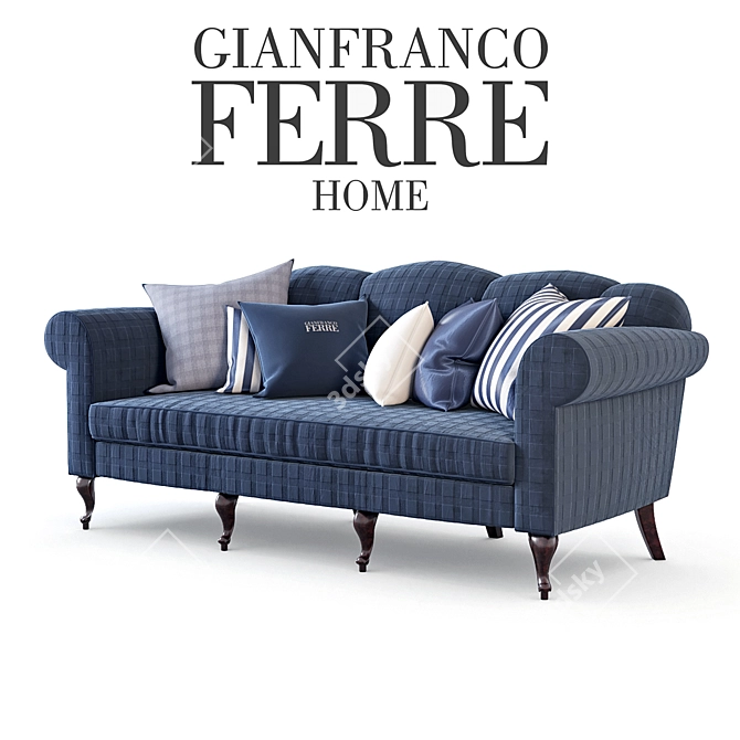 Luxurious 3-Seater Sofa: BENNY by Gianfranco Ferre 3D model image 1