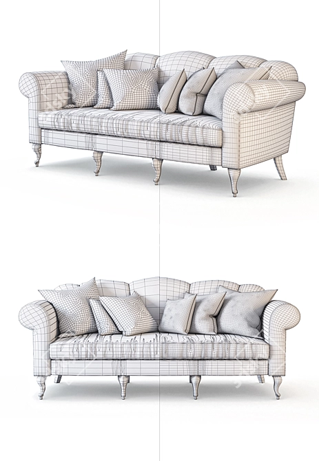 Luxurious 3-Seater Sofa: BENNY by Gianfranco Ferre 3D model image 3