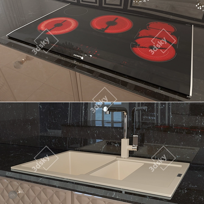 Modern Kitchen Set: Scic Bellagio 3D model image 2