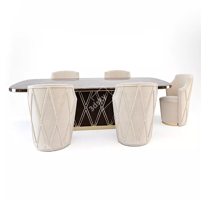 Elegant Kingsley Table and Chair Set 3D model image 1