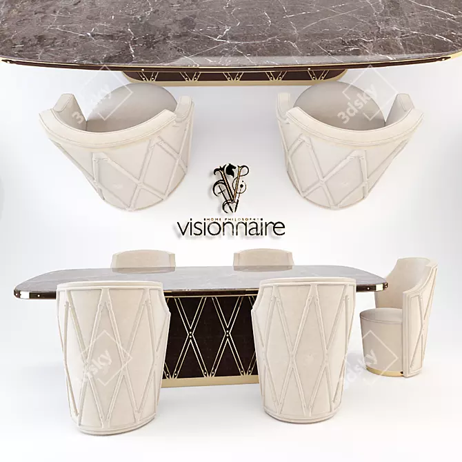 Elegant Kingsley Table and Chair Set 3D model image 2