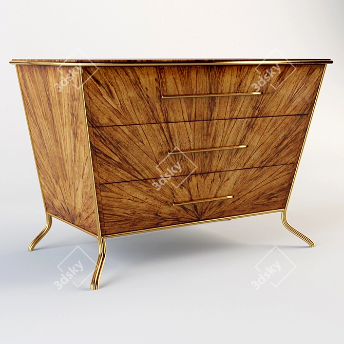 Exquisite Tapering Walnut Chest 3D model image 1