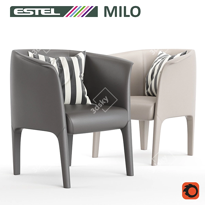 ESTEL MILO | Leather Easy Chair 3D model image 1