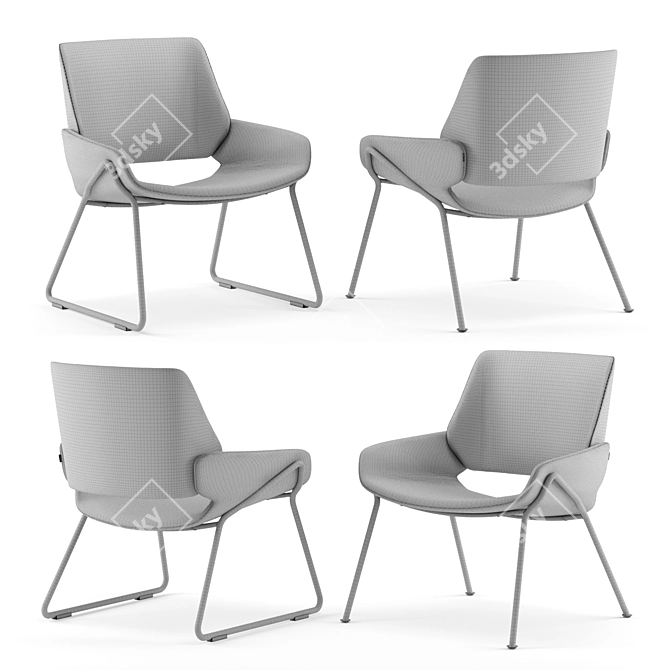 Title: Prostoria Monk Easy Chair: Minimalist Metal Comfort 3D model image 2