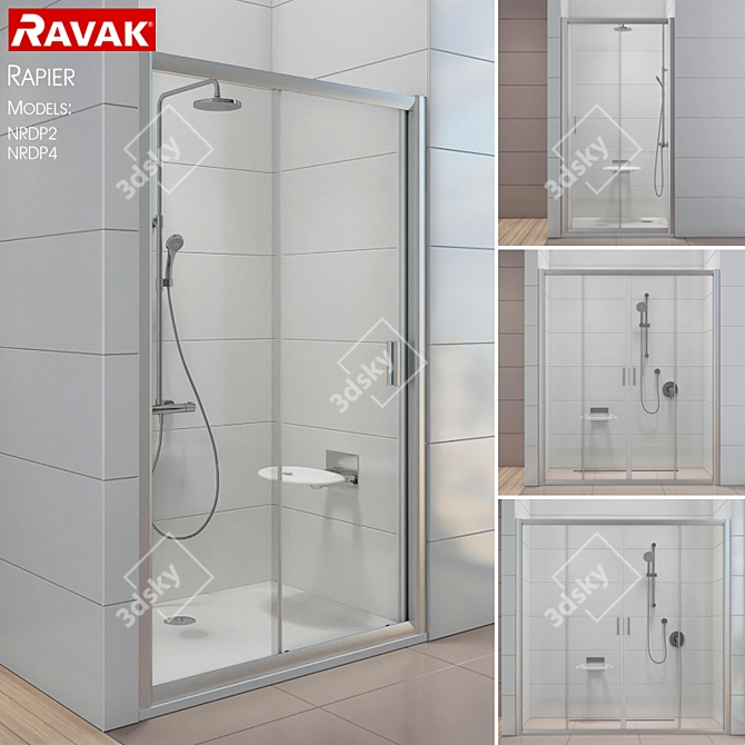 Ravak Rapier Shower Doors 3D model image 1