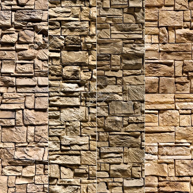 Modern Stone Walls Set 2 3D model image 1