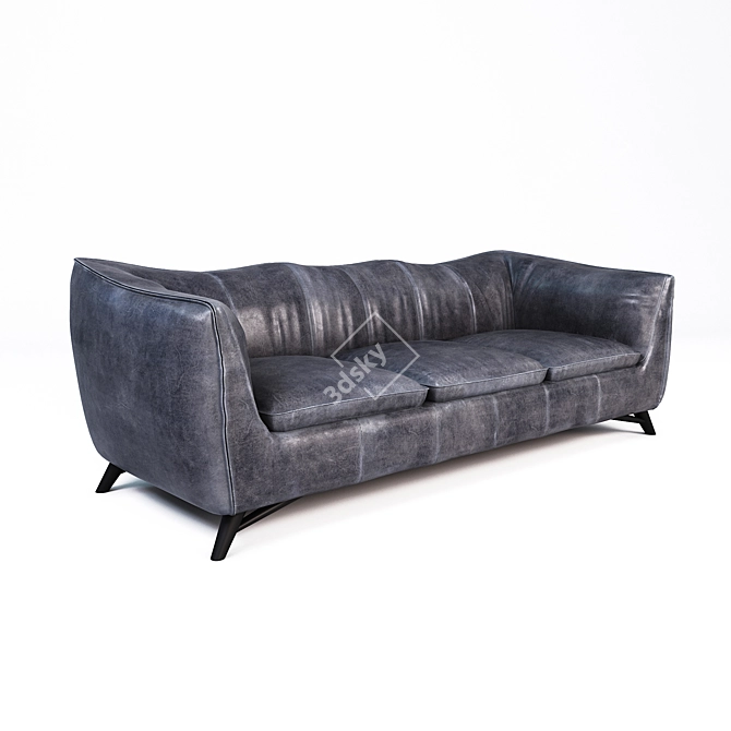 Luxurious Leather 3-Seater Sofa 3D model image 2