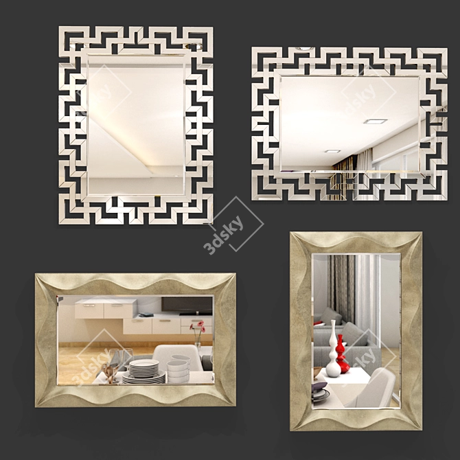 Elegant Reflection: Decorative Mirror 3D model image 1