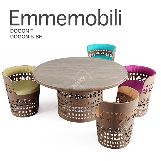 Elegant Dogon Dining Set 3D model image 1