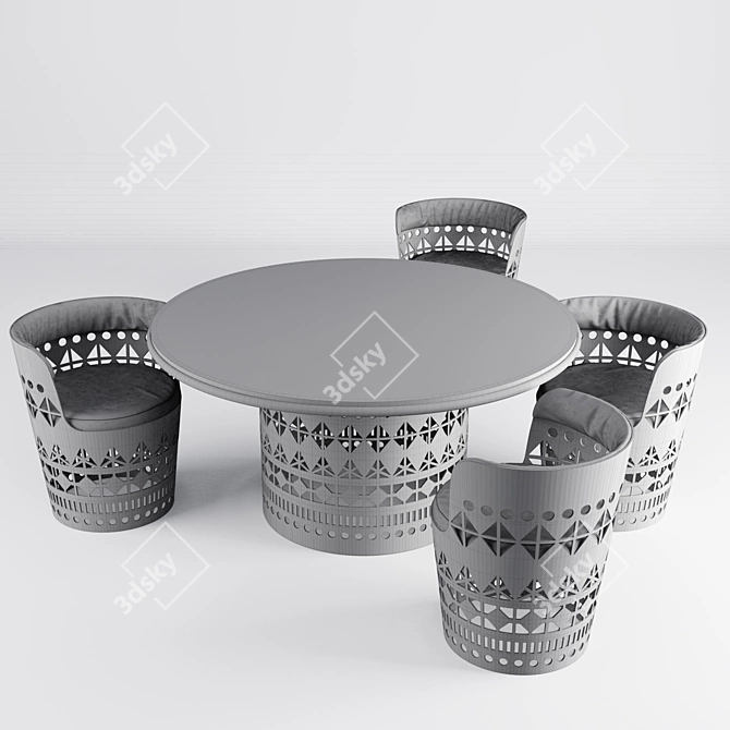 Elegant Dogon Dining Set 3D model image 3