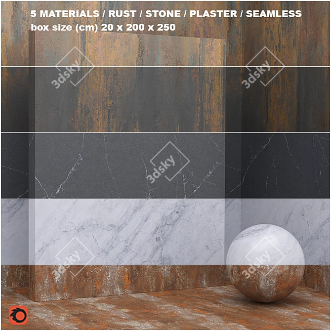 Seamless Stone & Plaster Set 3D model image 1
