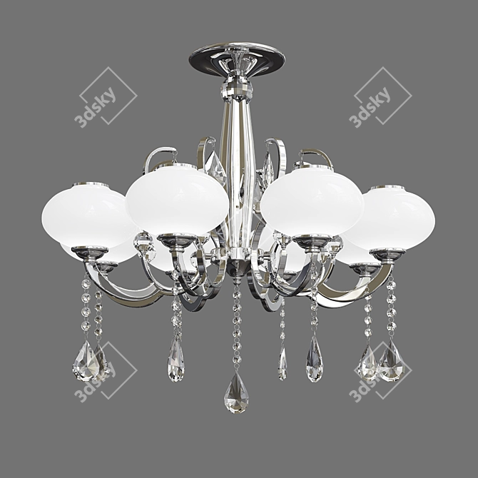 Elegant Chrome Metal Chandelier 3D model image 1