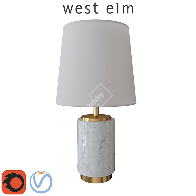 Stylish Small Pillar Table Lamp 3D model image 1